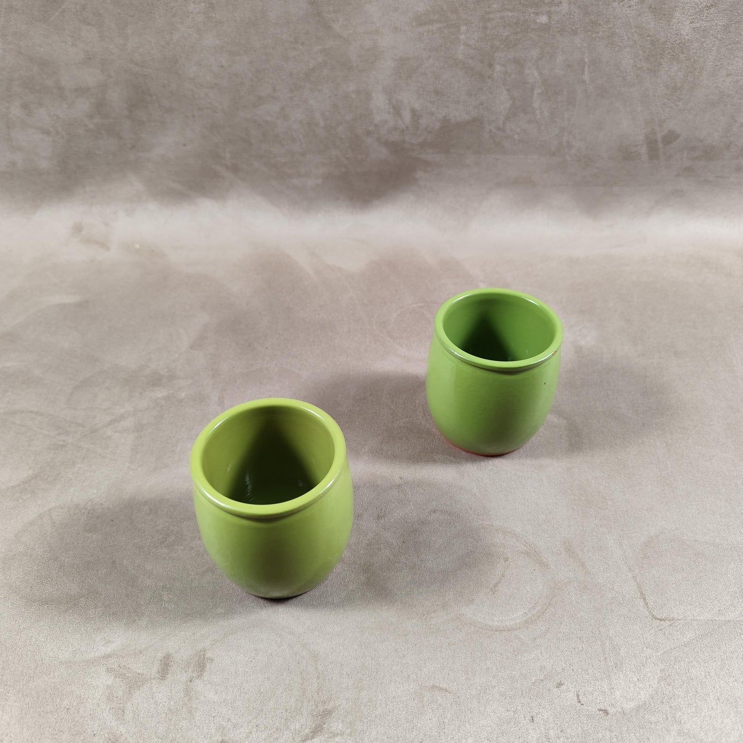 2 pot de yaourt La fermière en terre cuite émaillée vert made in France vintage 1990