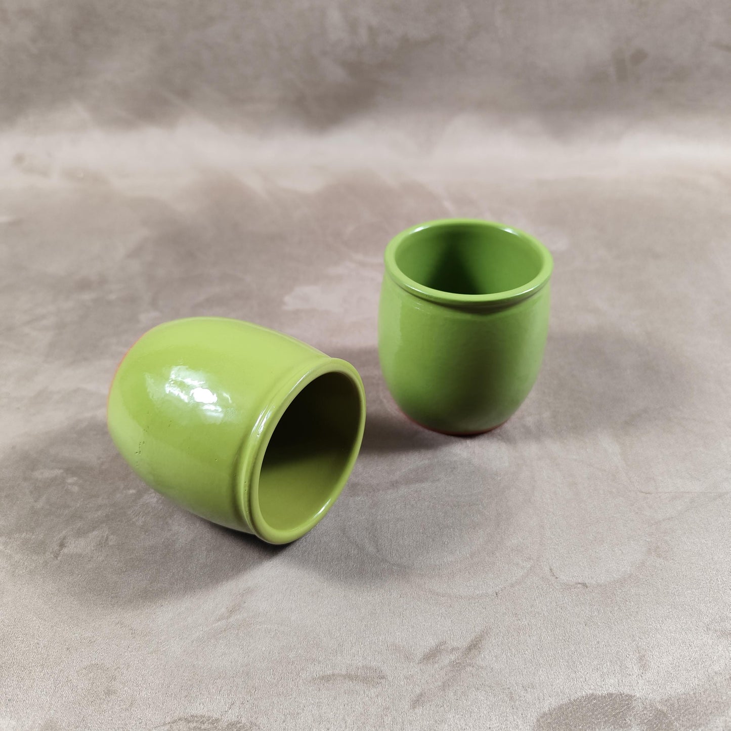 2 pot de yaourt La fermière en terre cuite émaillée vert made in France vintage 1990