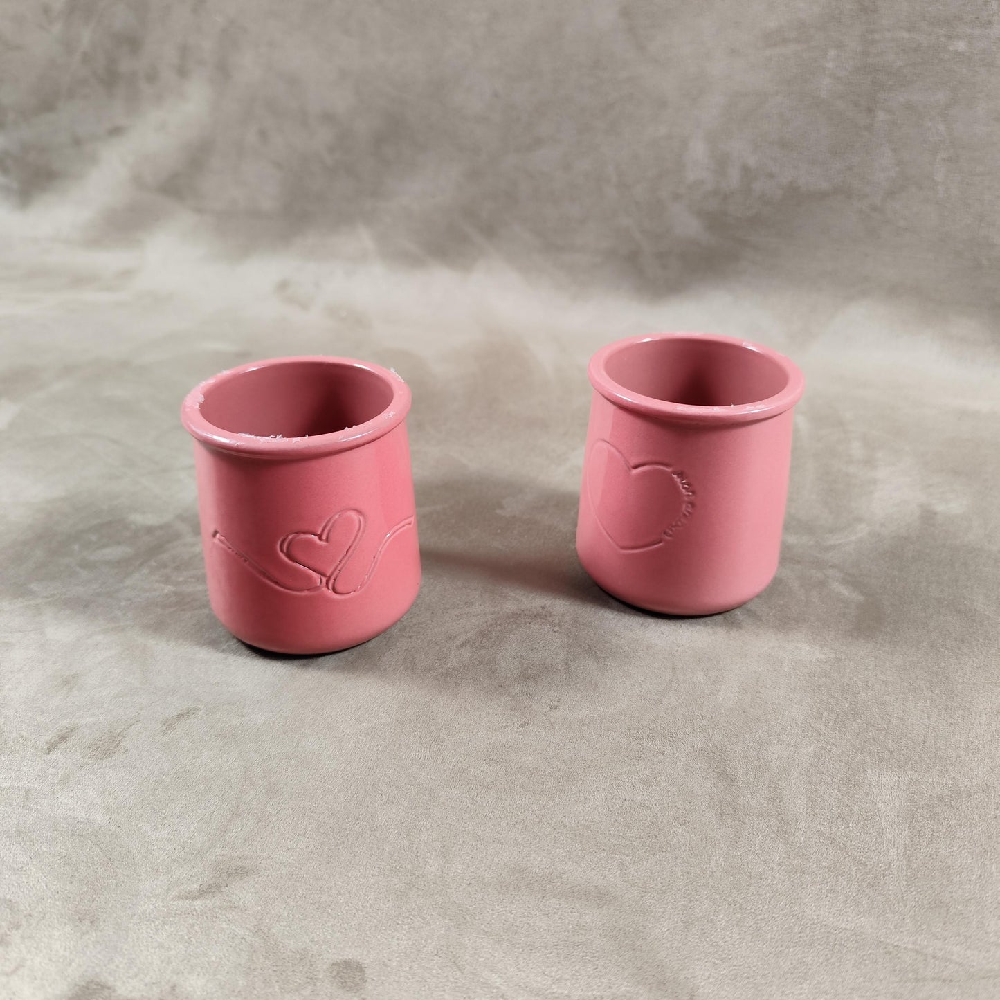 2 pot de yaourt La fermière "Saint Valentin" en terre cuite émaillée made in France vintage 1990