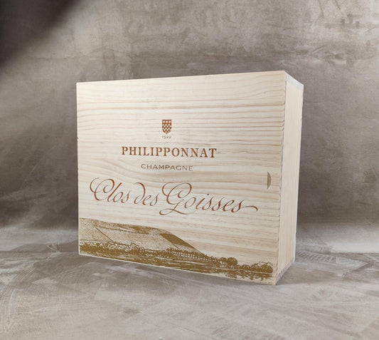 Caisse en bois Champagne Philipponnat Clos Des Goisses Made in France Années 1980