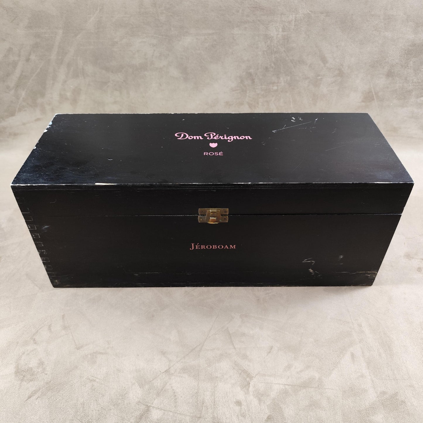 Caisse en bois pour Jéroboam de champagne Rosé Dom Pérignon Made in France Années 1980