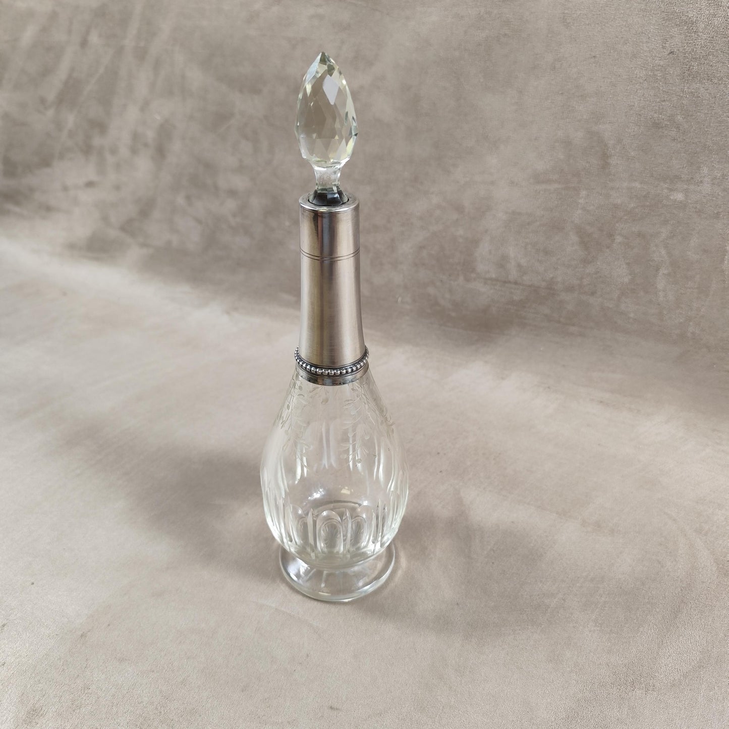 Carafe à liqueur en cristal et argent massif 925 Made in France Vintage 1900
