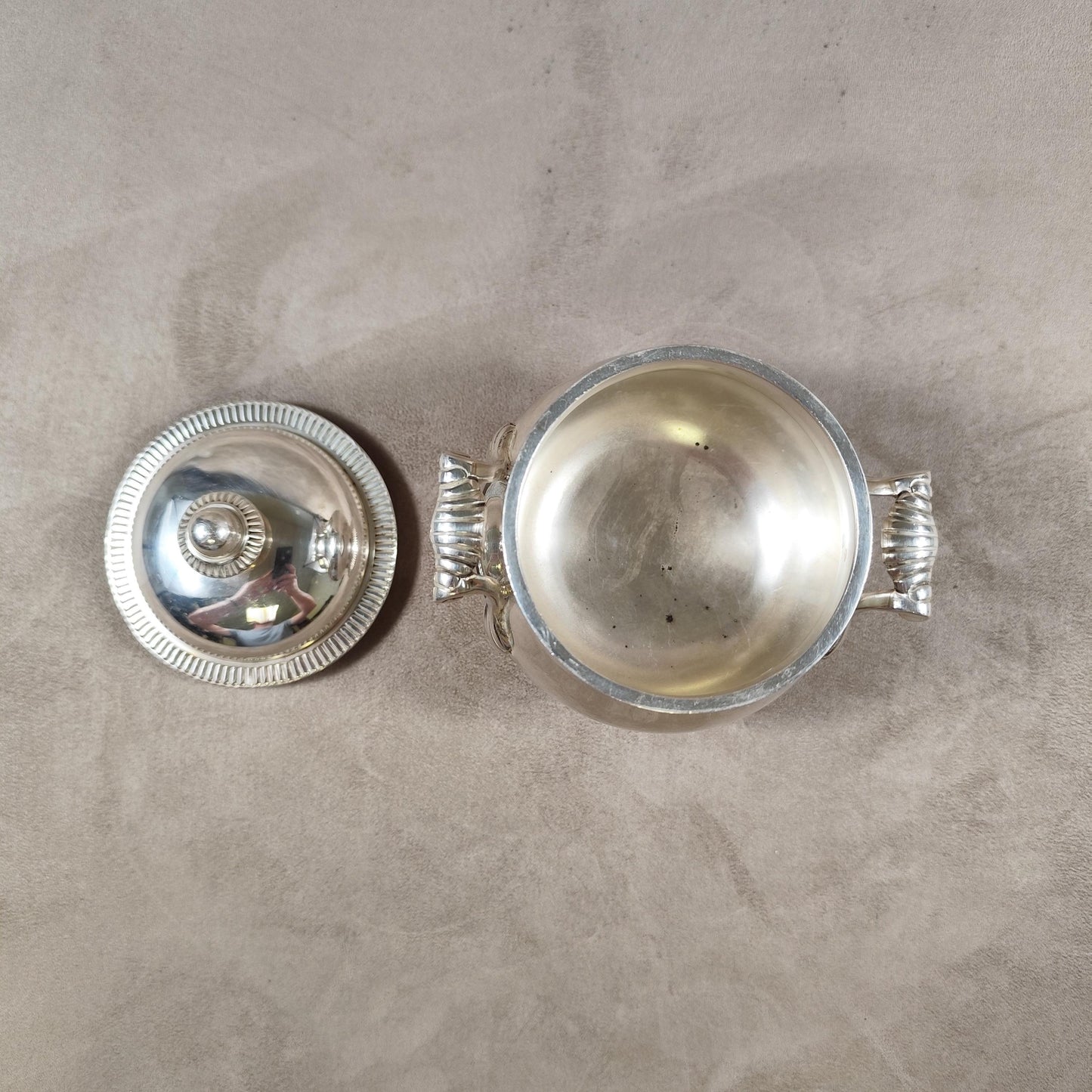 Sucrier en métal argenté Ercuis Made in France Vintage 1900