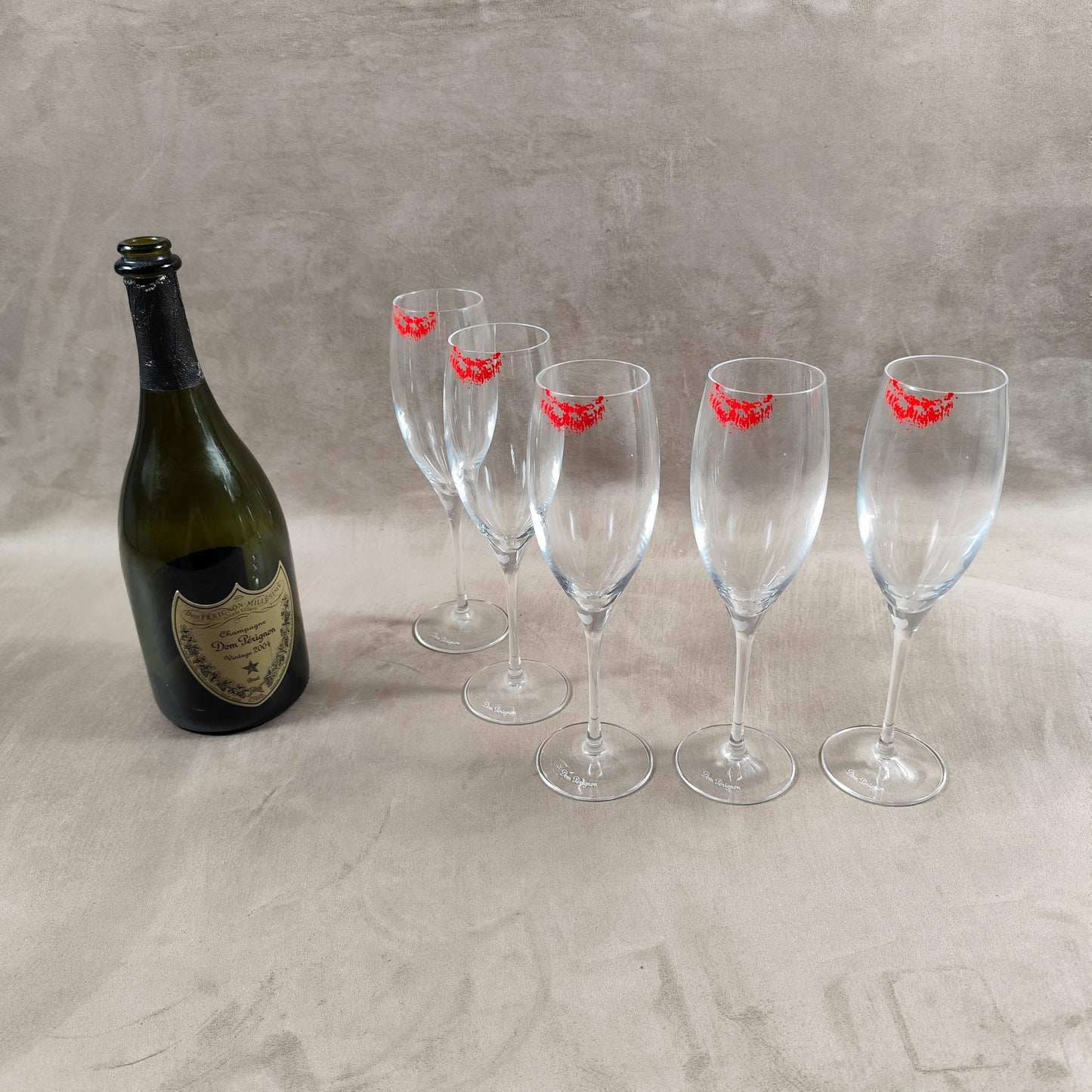 VERY RARE 5 magnifiques flutes Champagne Dom Perignon par Sylvie Fleury Stollen Kisses  Made in France Vintage 2008
