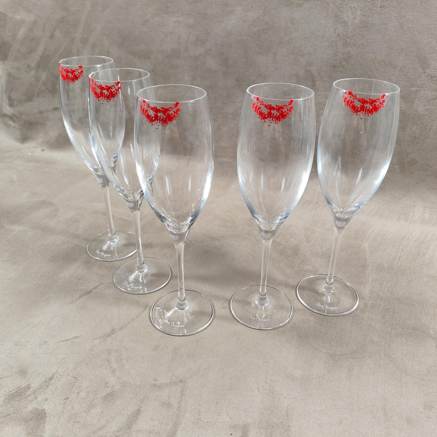 VERY RARE 5 magnifiques flutes Champagne Dom Perignon par Sylvie Fleury Stollen Kisses  Made in France Vintage 2008