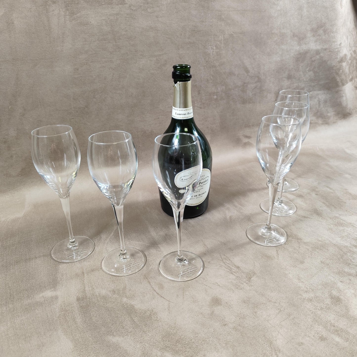 Lot de 6 Flûtes à champagne Laurent-Perrier en cristal Made in France Vintage 1990