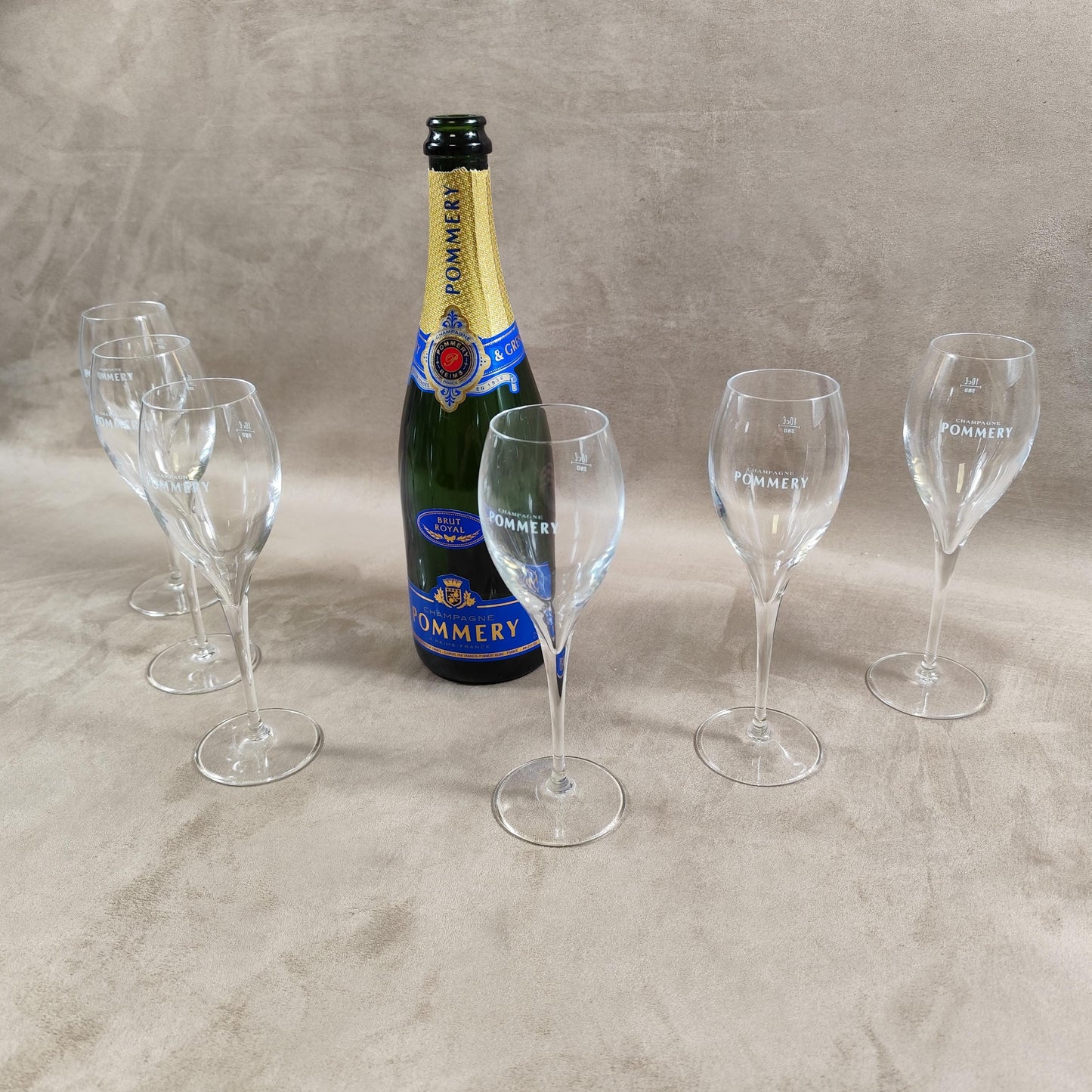 Lot de 6 flutes en cristal Champagne Pommery Made in France Vintage 1980