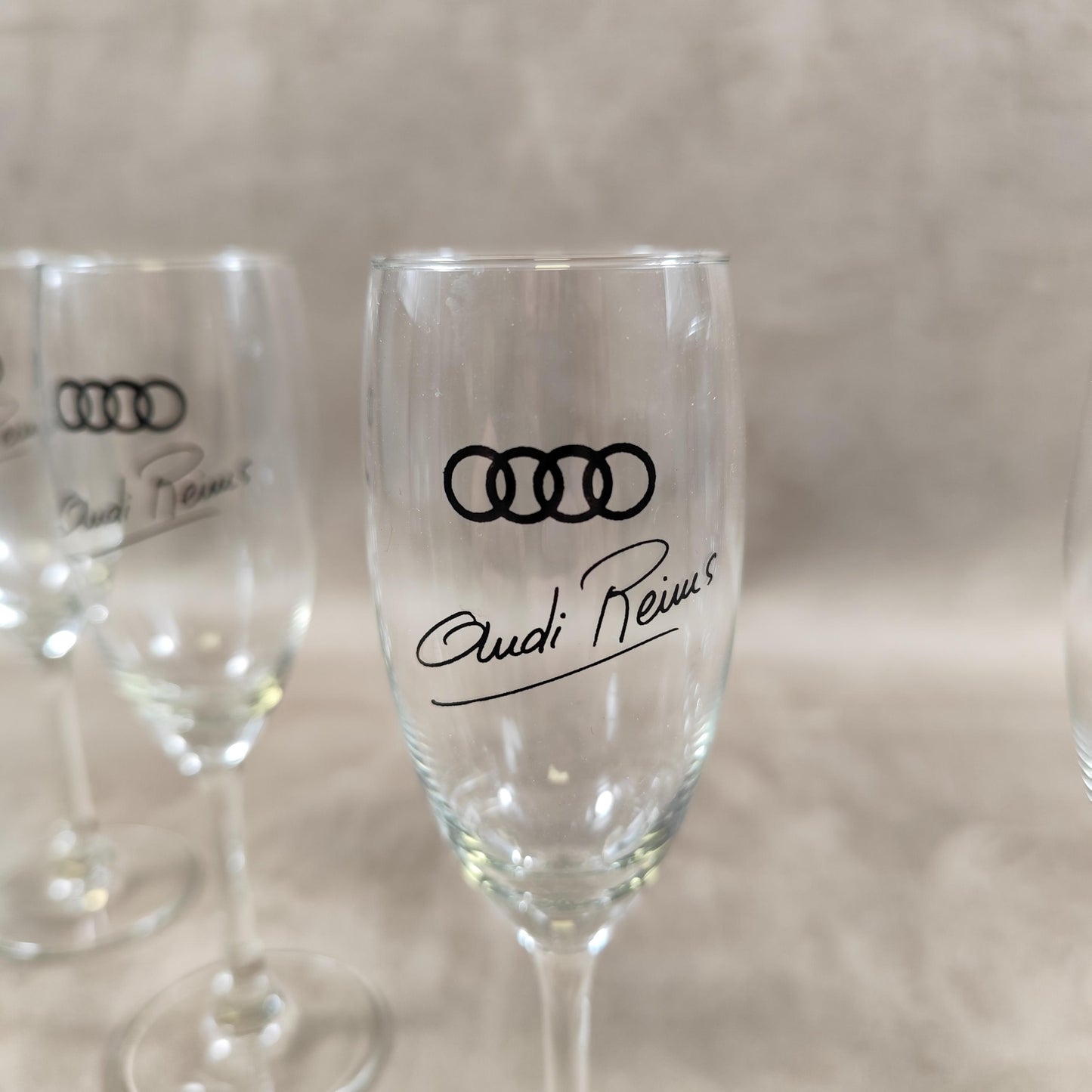 Lot de 6 flutes à Champagne publicitaire Audi Reims Made in France Vintage 1980