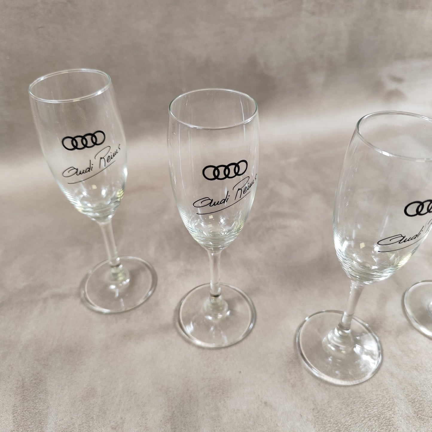 Lot de 6 flutes à Champagne publicitaire Audi Reims Made in France Vintage 1980