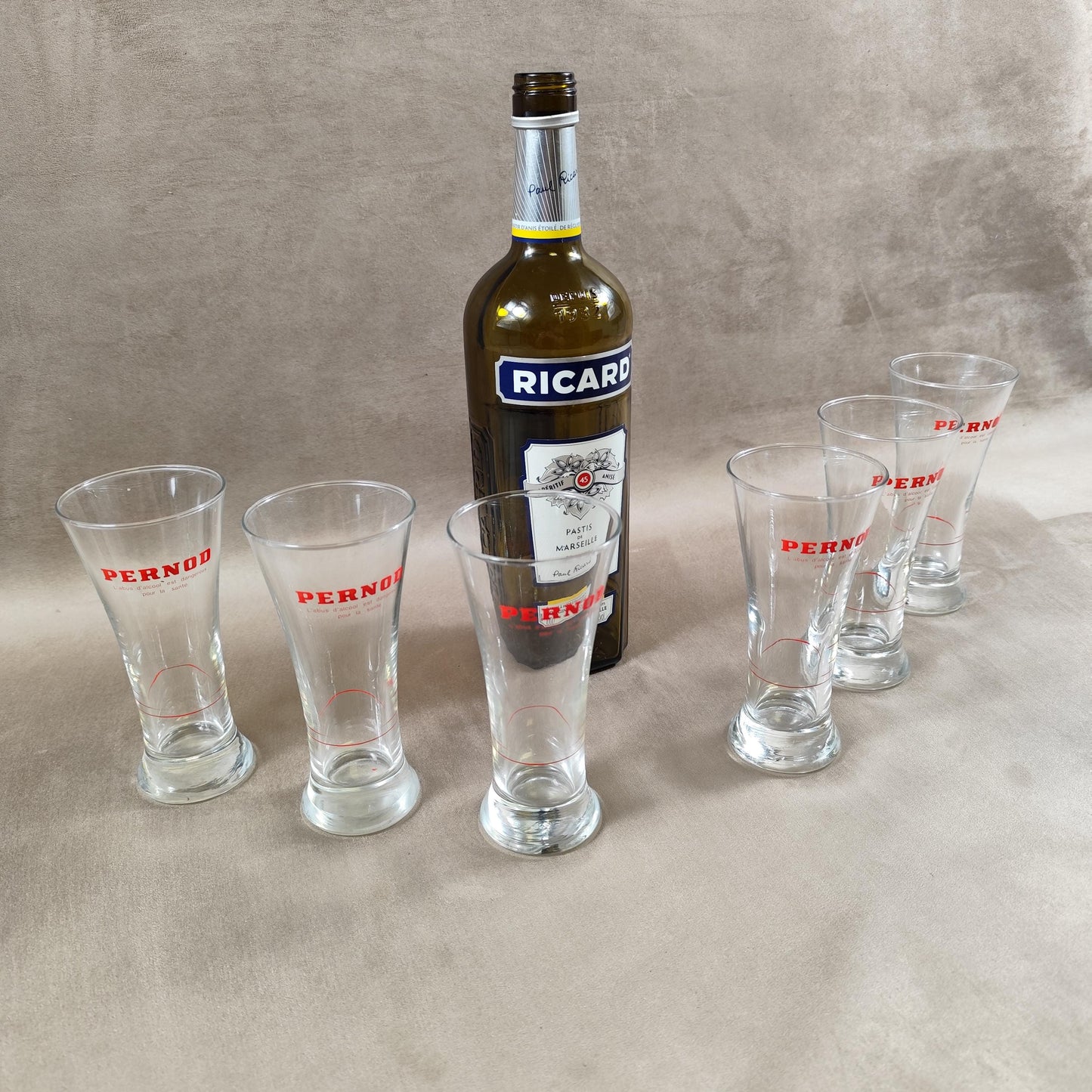 Lot de 6 verres publicitaire PERNOD Made in France Vintage 1990