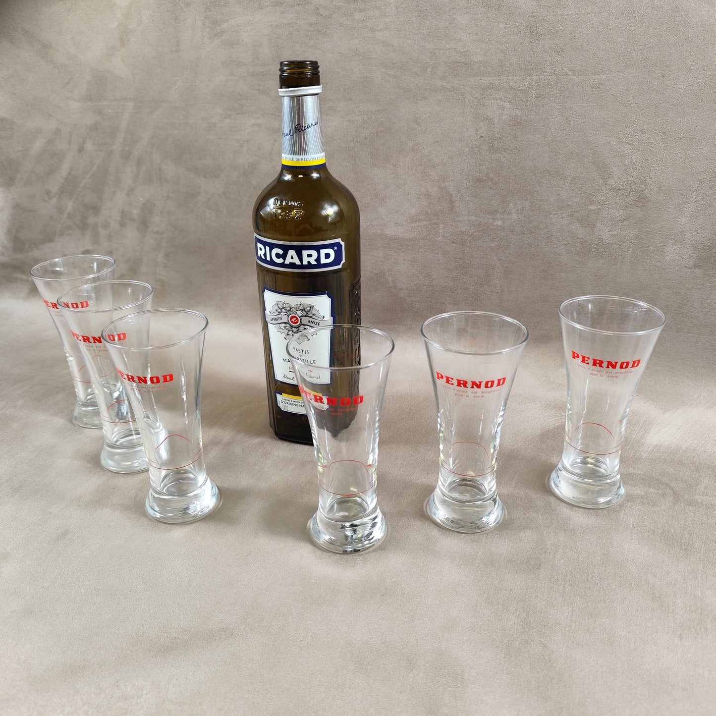 Lot de 6 verres publicitaire PERNOD Made in France Vintage 1990