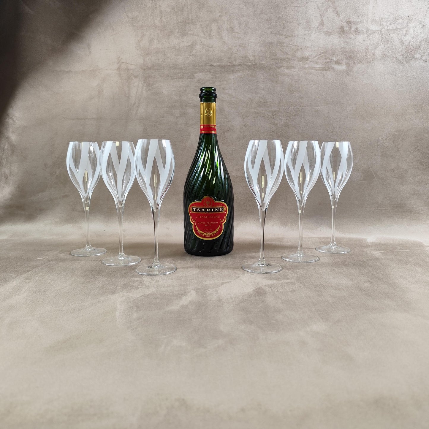 Lot de 6 Flûtes Champagne Tsarine en cristal Made in France Vintage 1980