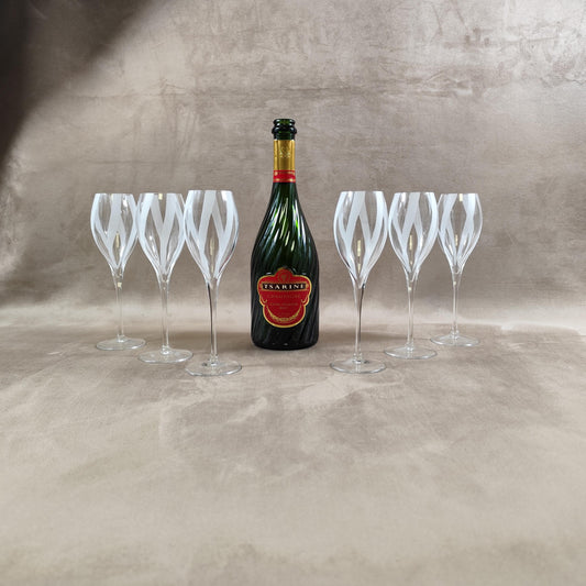 Lot de 6 Flûtes Champagne Tsarine en cristal Made in France Vintage 1980