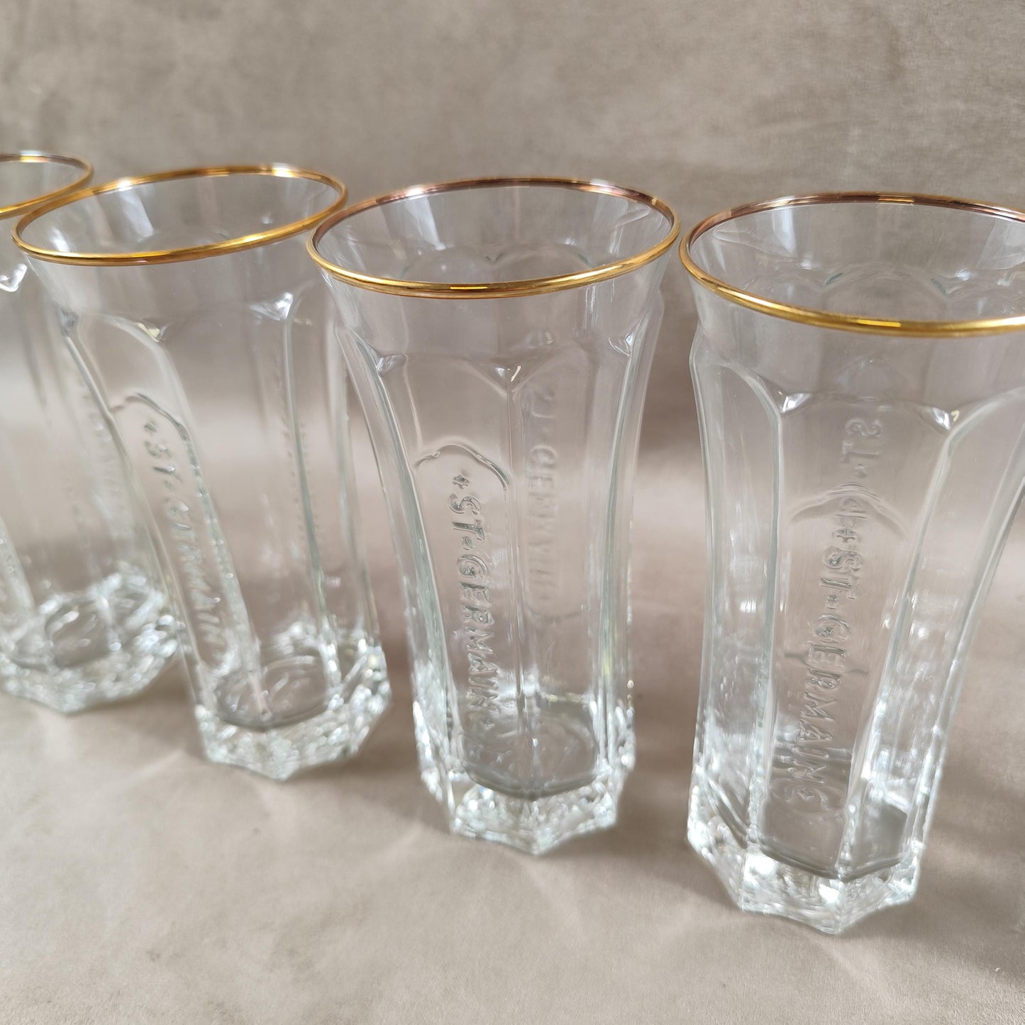 RARE Lot de 6 verres St Germain Liqueur de fleur de Sureau en verre Made in France Vintage 2000