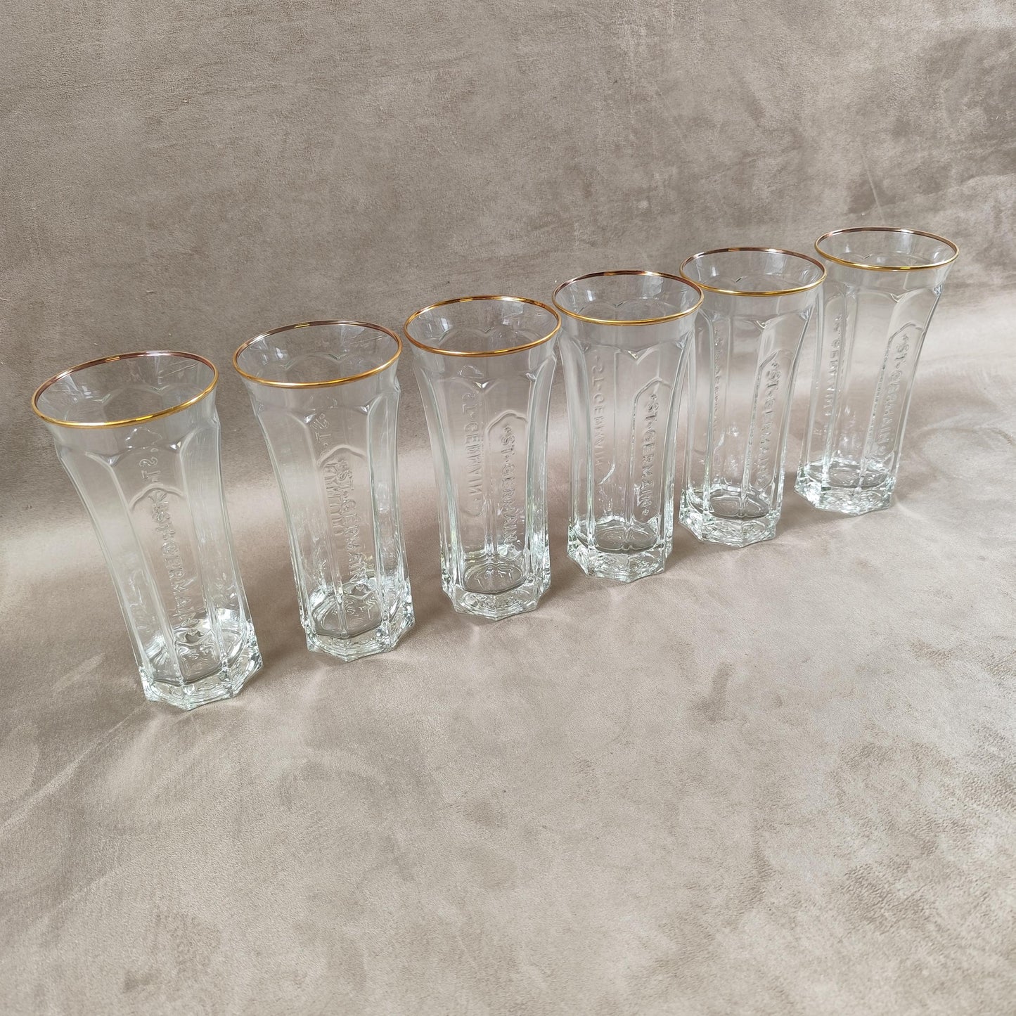 RARE Lot de 6 verres St Germain Liqueur de fleur de Sureau en verre Made in France Vintage 2000