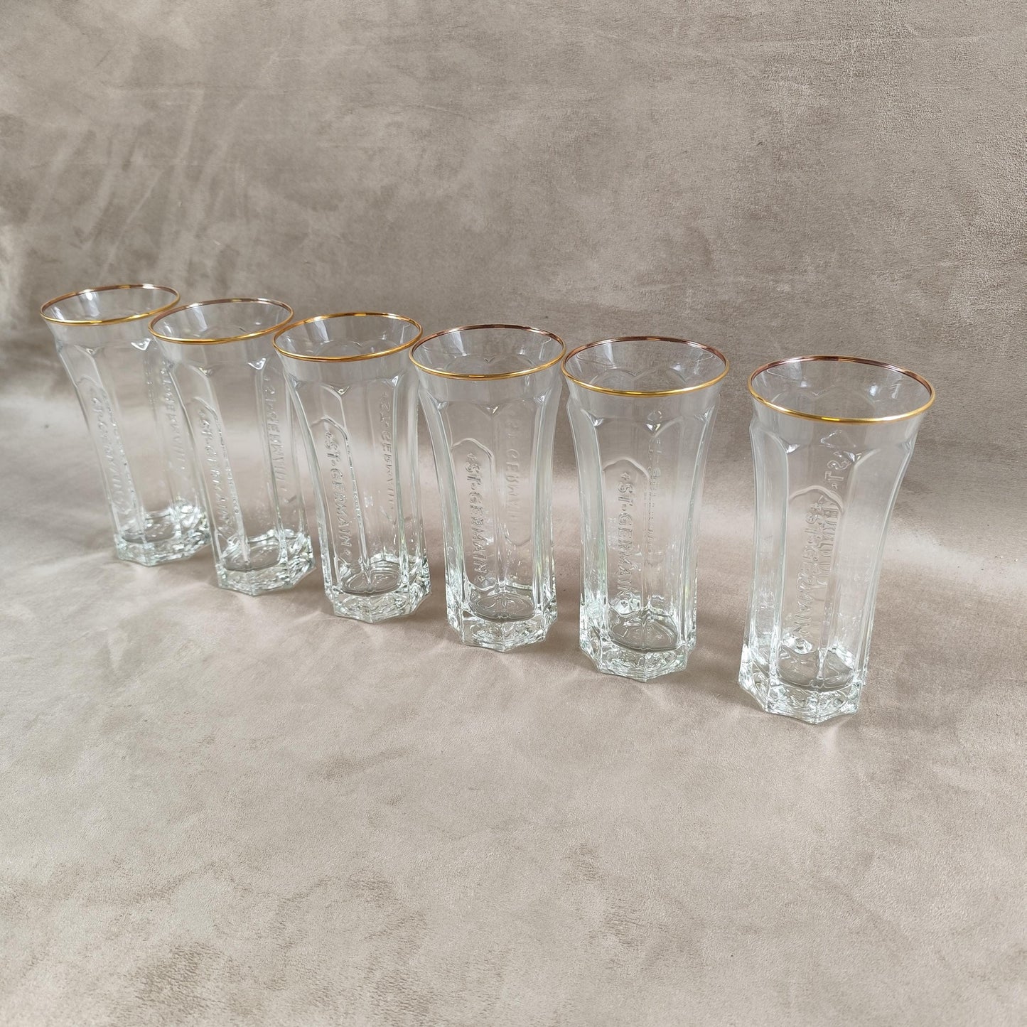 RARE Lot de 6 verres St Germain Liqueur de fleur de Sureau en verre Made in France Vintage 2000