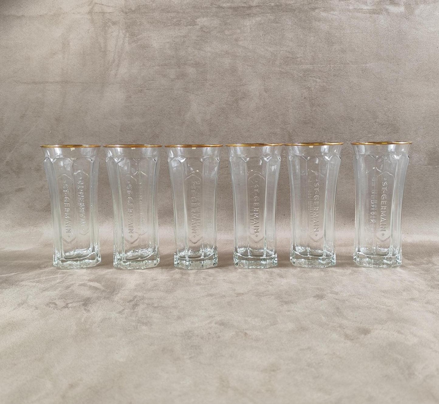 RARE Lot de 6 verres St Germain Liqueur de fleur de Sureau en verre Made in France Vintage 2000
