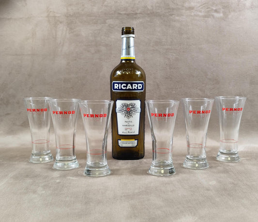 Lot de 6 verres publicitaire PERNOD Made in France Vintage 1990