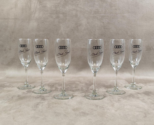 Lot de 6 flutes à Champagne publicitaire Audi Reims Made in France Vintage 1980