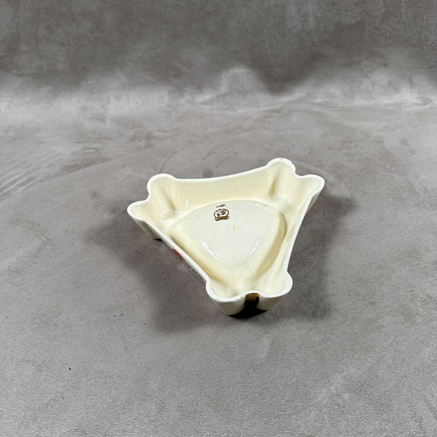RARE Cendrier MARTINI triangulaire publicitaire vintage en porcelaine de Badonvilliers Made in France Années 1950