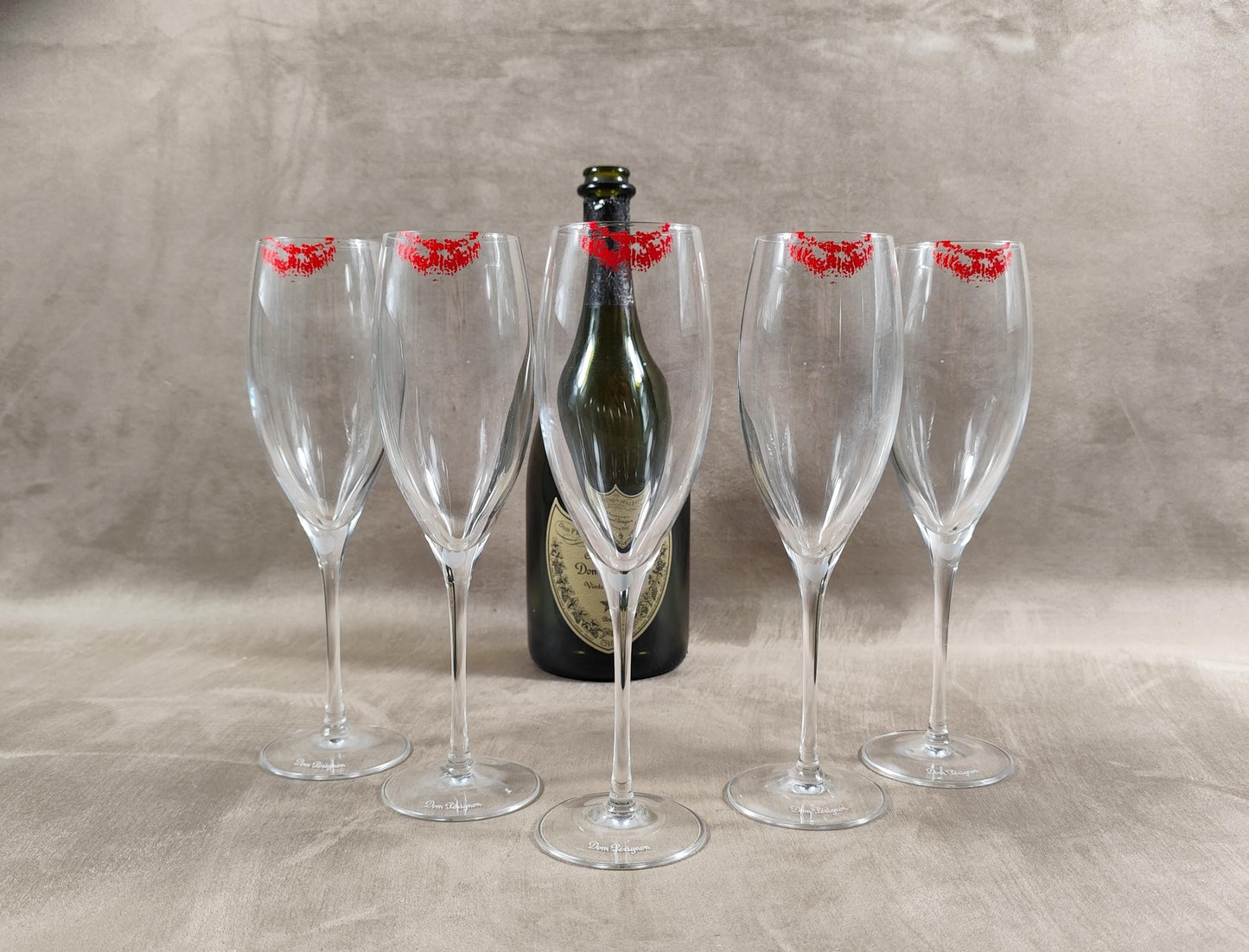 VERY RARE 5 magnifiques flutes Champagne Dom Perignon par Sylvie Fleury Stollen Kisses  Made in France Vintage 2008
