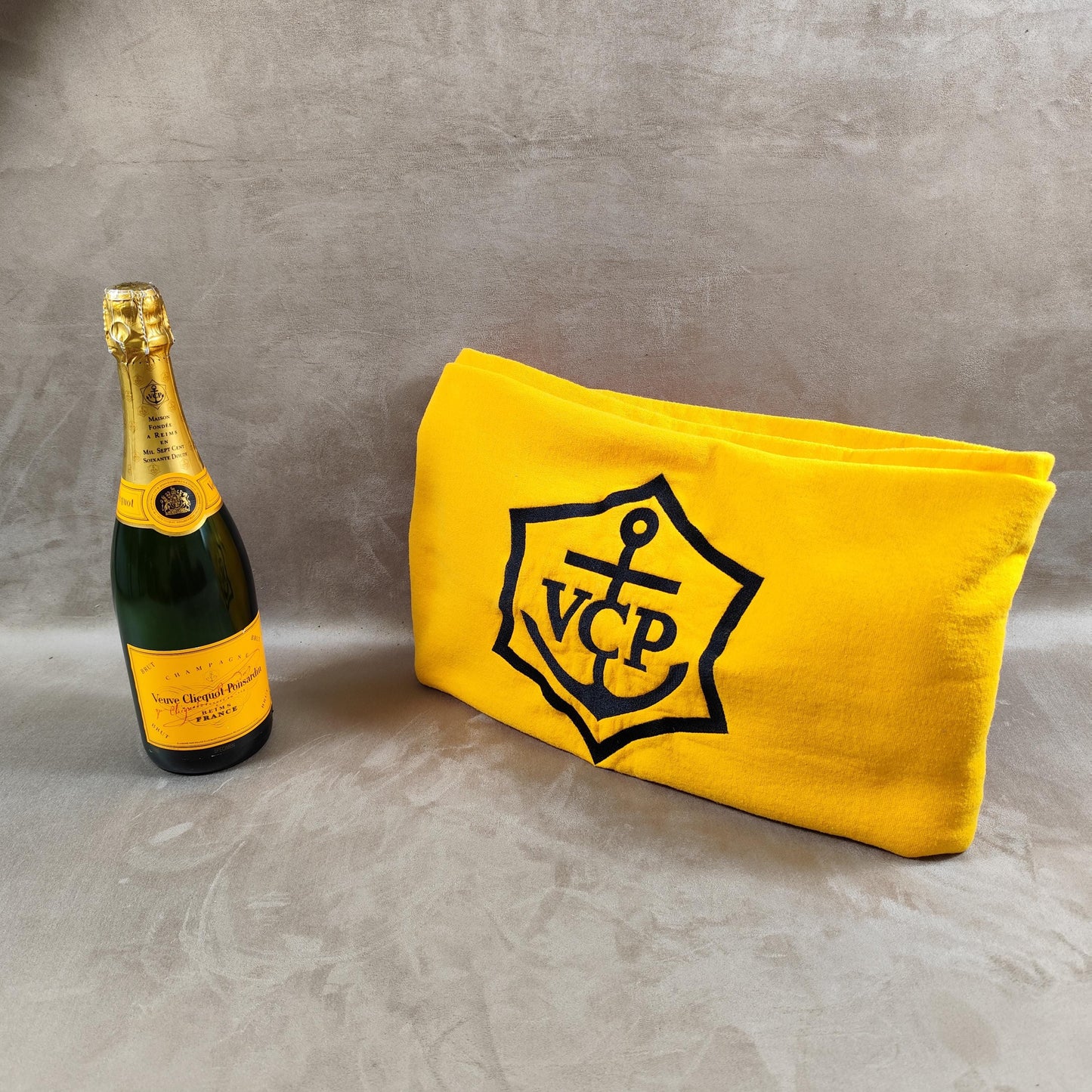 RARE Plaid couverture de lit en Polycoton Champagne Veuve Clicquot Vintage 1980