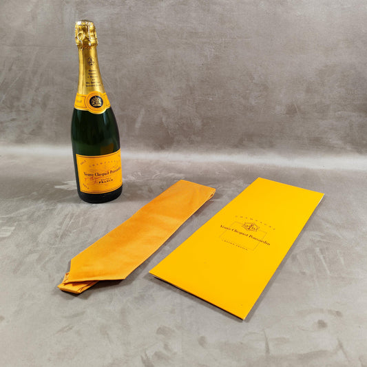 RARE Cravate en soie champagne Veuve Clicquot Ponsardin vintage neuve et emballé Made in France