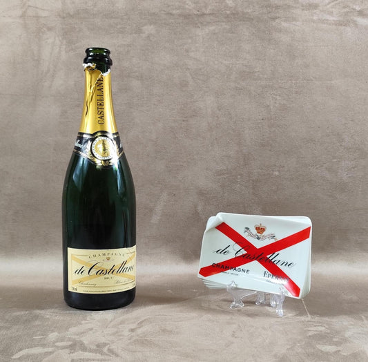 Cendrier Publicitaire Champagne De Castellane en céramique Made in France Vintage 1980
