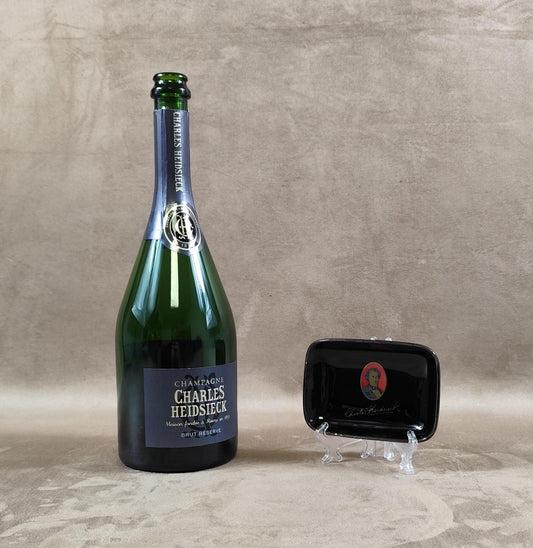Cendrier publicitaire Champagne Charles Heidsieck en faience Made in France Vintage 1980