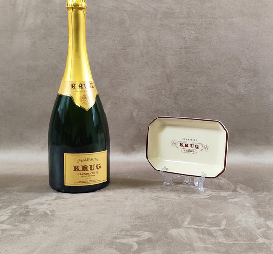 Cendrier Publicitaire Champagne Krug en céramique de Villenauxe Made in France Vintage 1970