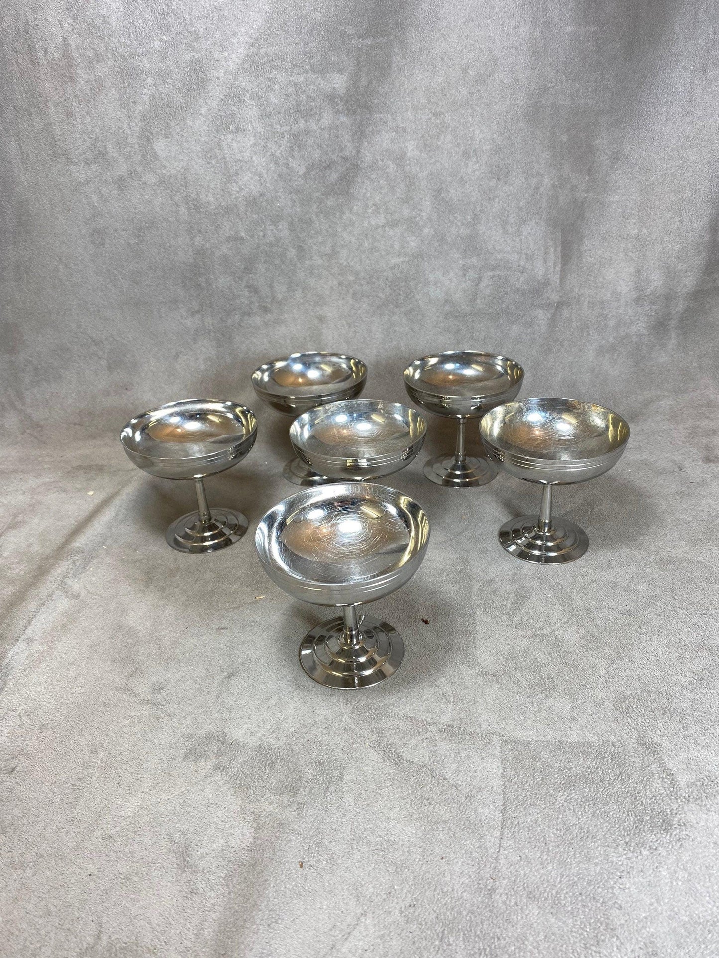 Lot de 6 coupes à glace Letang Remy en inox 18/10 vintage Made in France