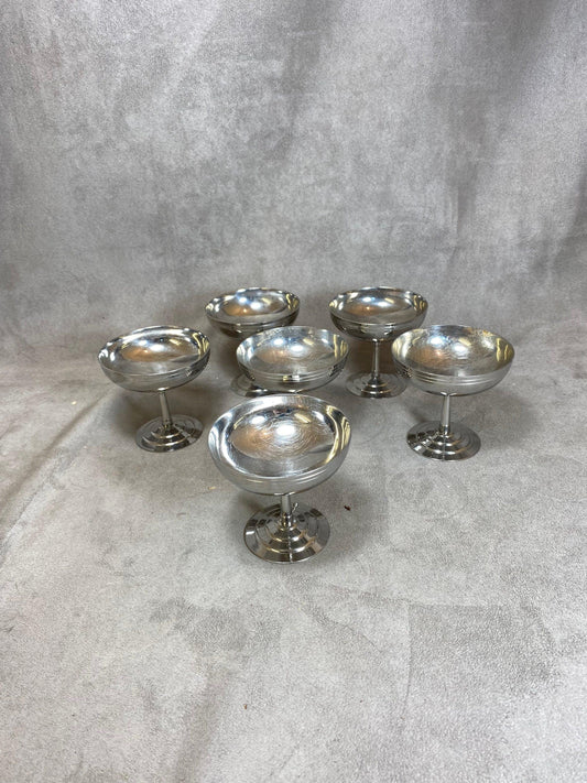 Lot de 6 coupes à glace Letang Remy en inox 18/10 vintage Made in France