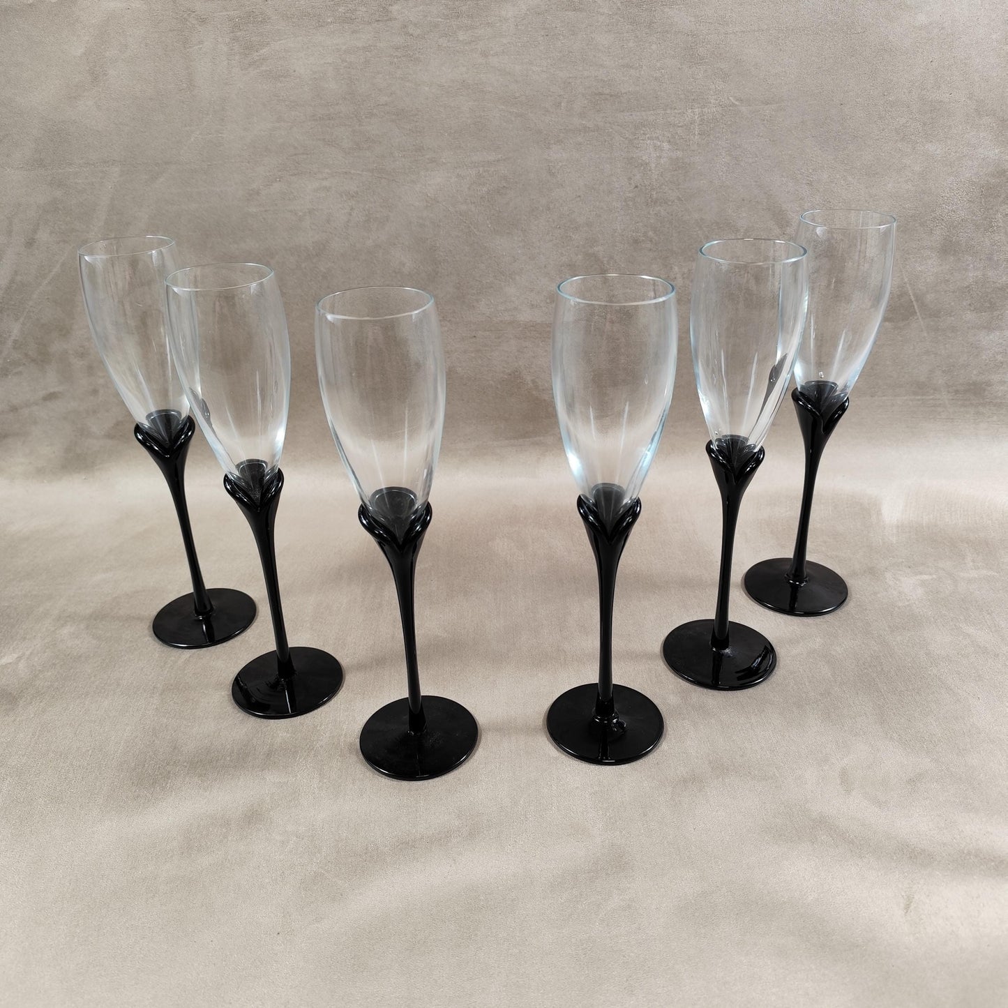 Ensemble de 6 flûtes à Champagne Amaryllis par Colony soufflé bouche Vintage 1960