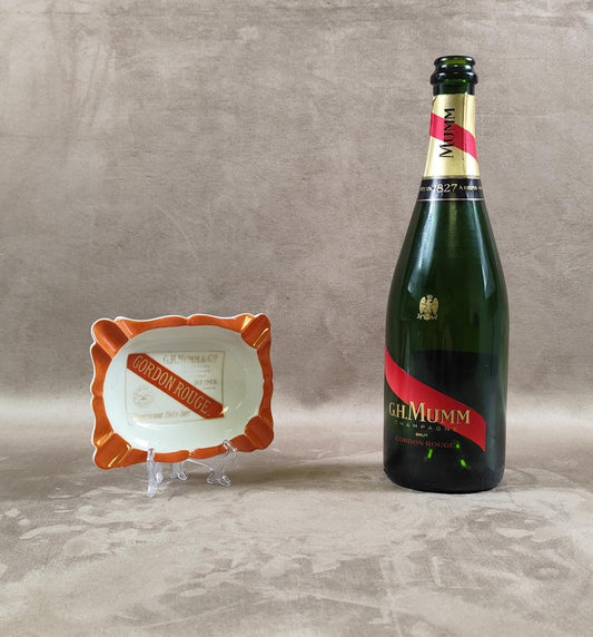 Cendrier Champagne MUMM Cordon Rouge en faience par Haviland Made in France Vintage 1970