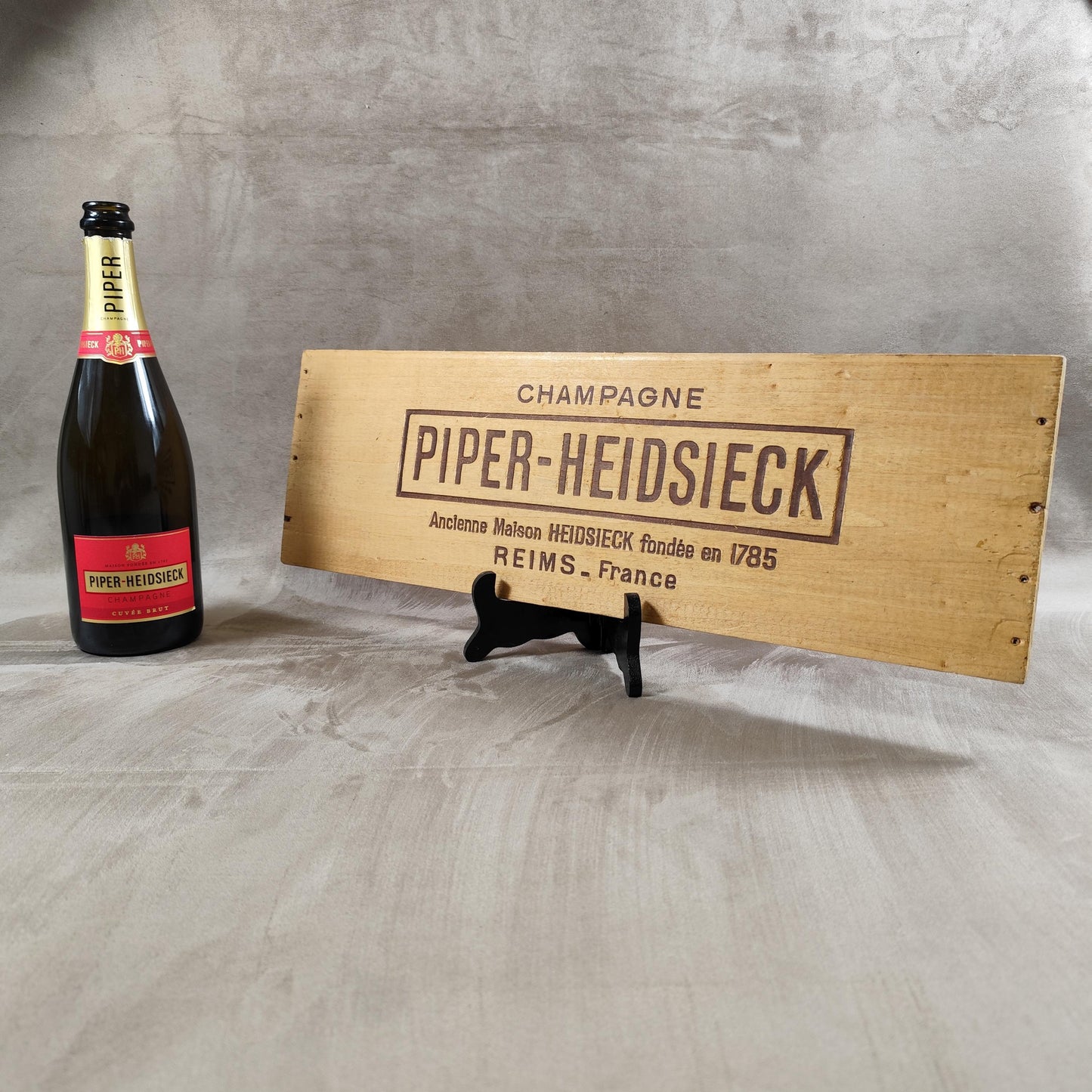 Planche de boite pour bouteilles de champagne Piper Heidsieck Made in France Années 1980