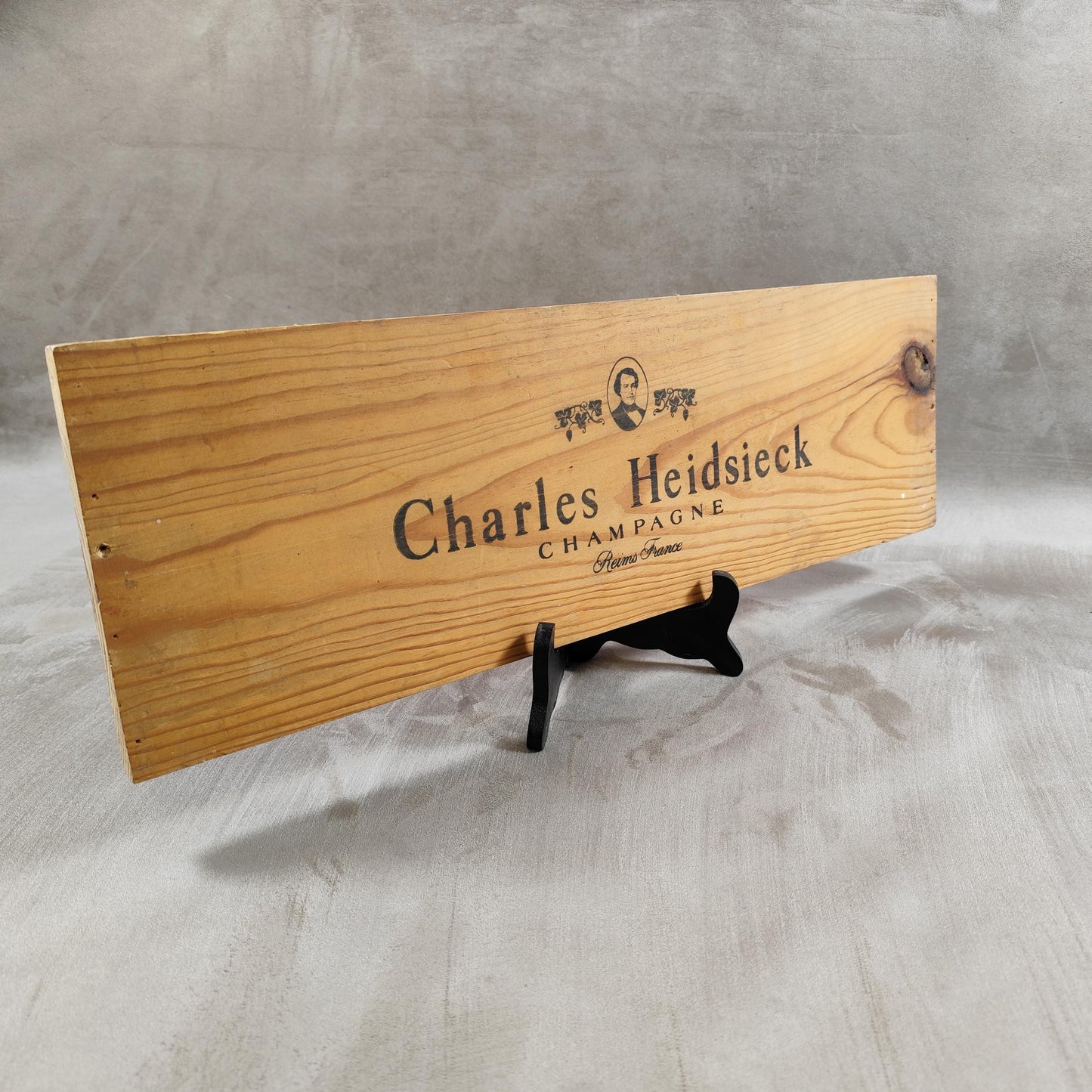 Planche de boite pour bouteilles de champagne Charles Heidsieck Made in France Années 1980