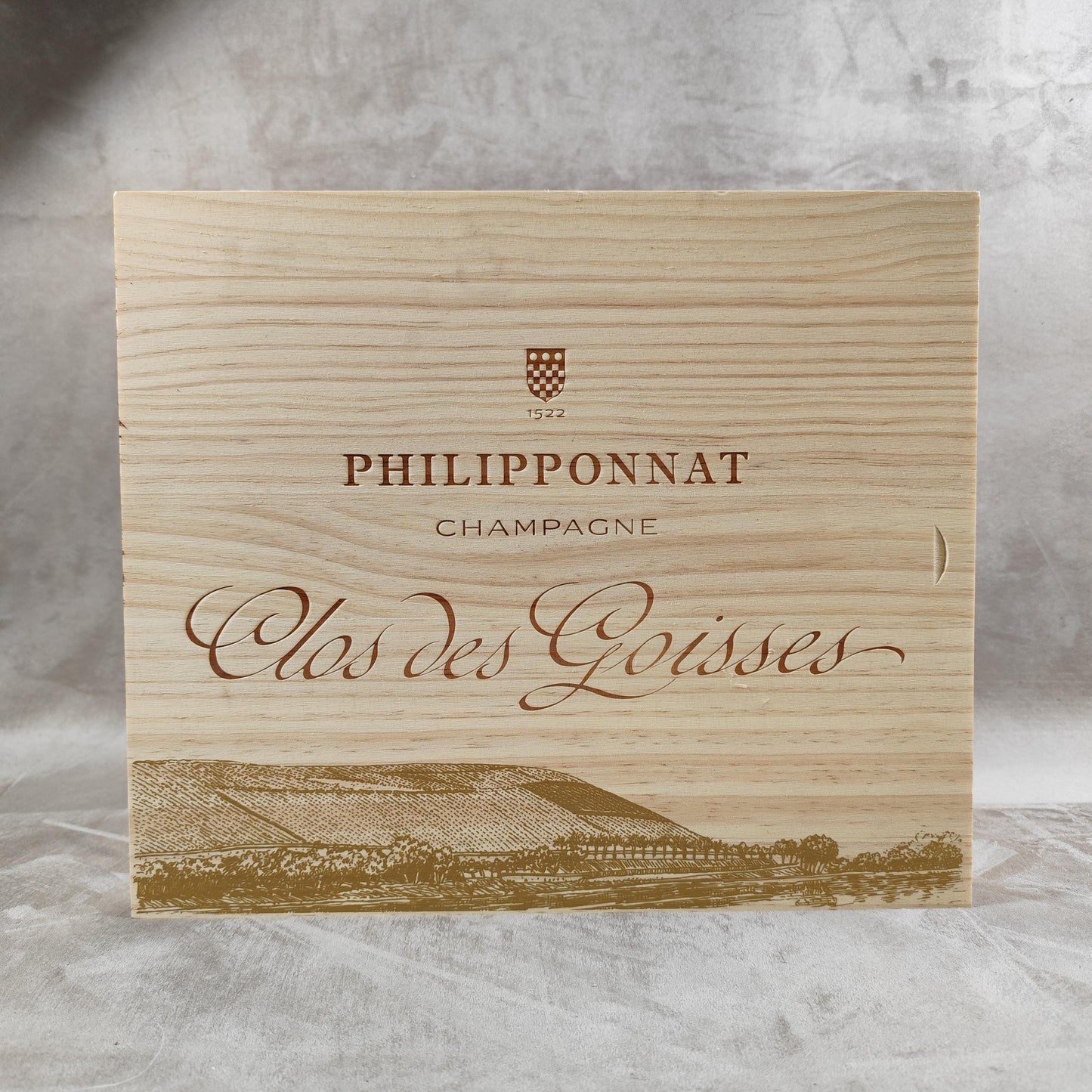 Caisse en bois Champagne Philipponnat Clos Des Goisses Made in France Années 1980