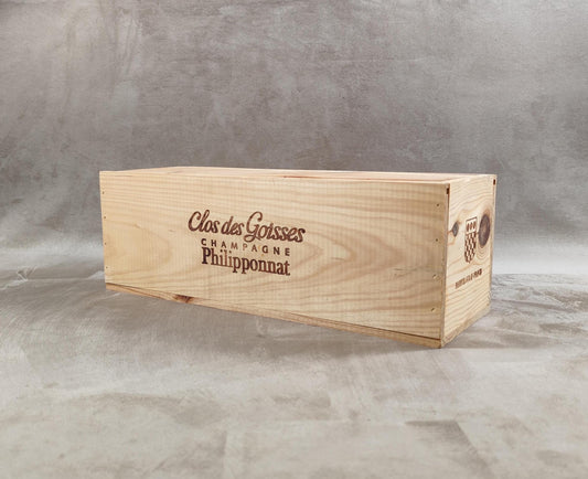 Caisse en bois Champagne Philipponnat Clos Des Goisses Made in France Années 1980