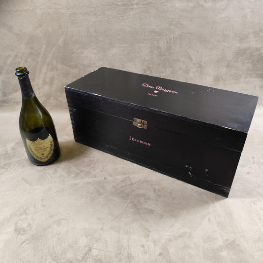 Caisse en bois pour Jéroboam de champagne Rosé Dom Pérignon Made in France Années 1980