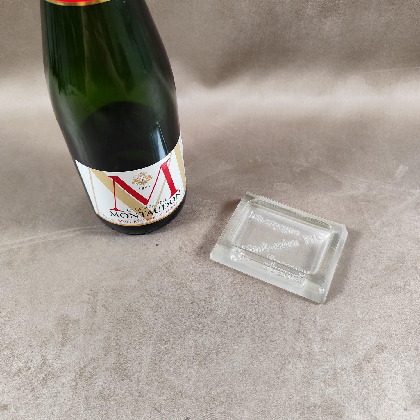 Cendrier Publicitaire Champagne Montaudon Fils en verre Made in France Vintage 1970