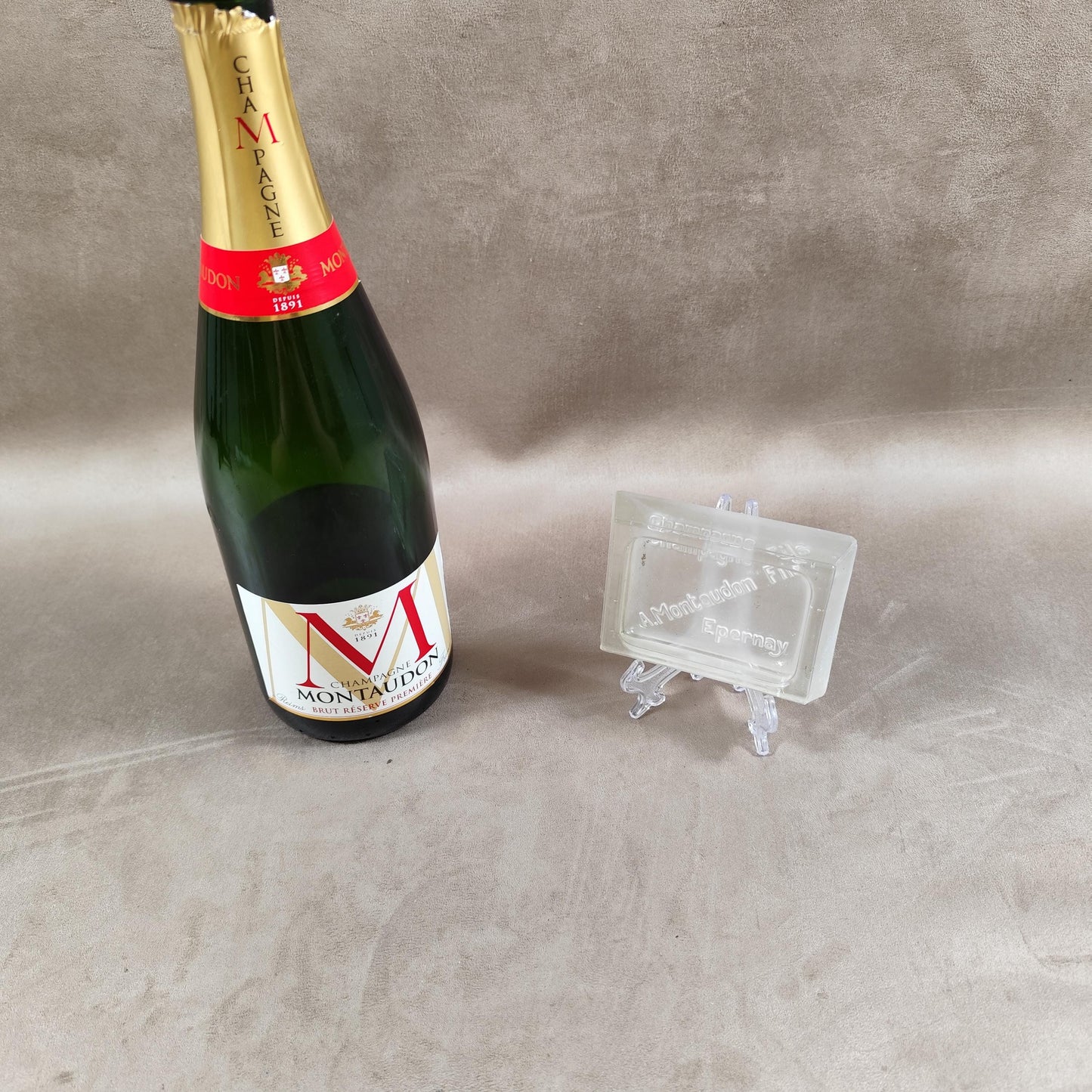 Cendrier Publicitaire Champagne Montaudon Fils en verre Made in France Vintage 1970