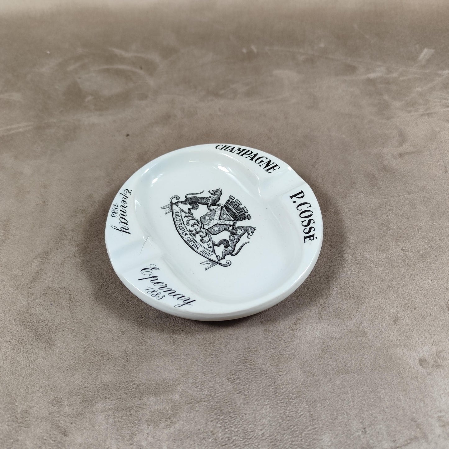 Cendrier Publicitaire Champagne P. Cossé en faience du Moulin Des Loups Made in France Vintage 1900