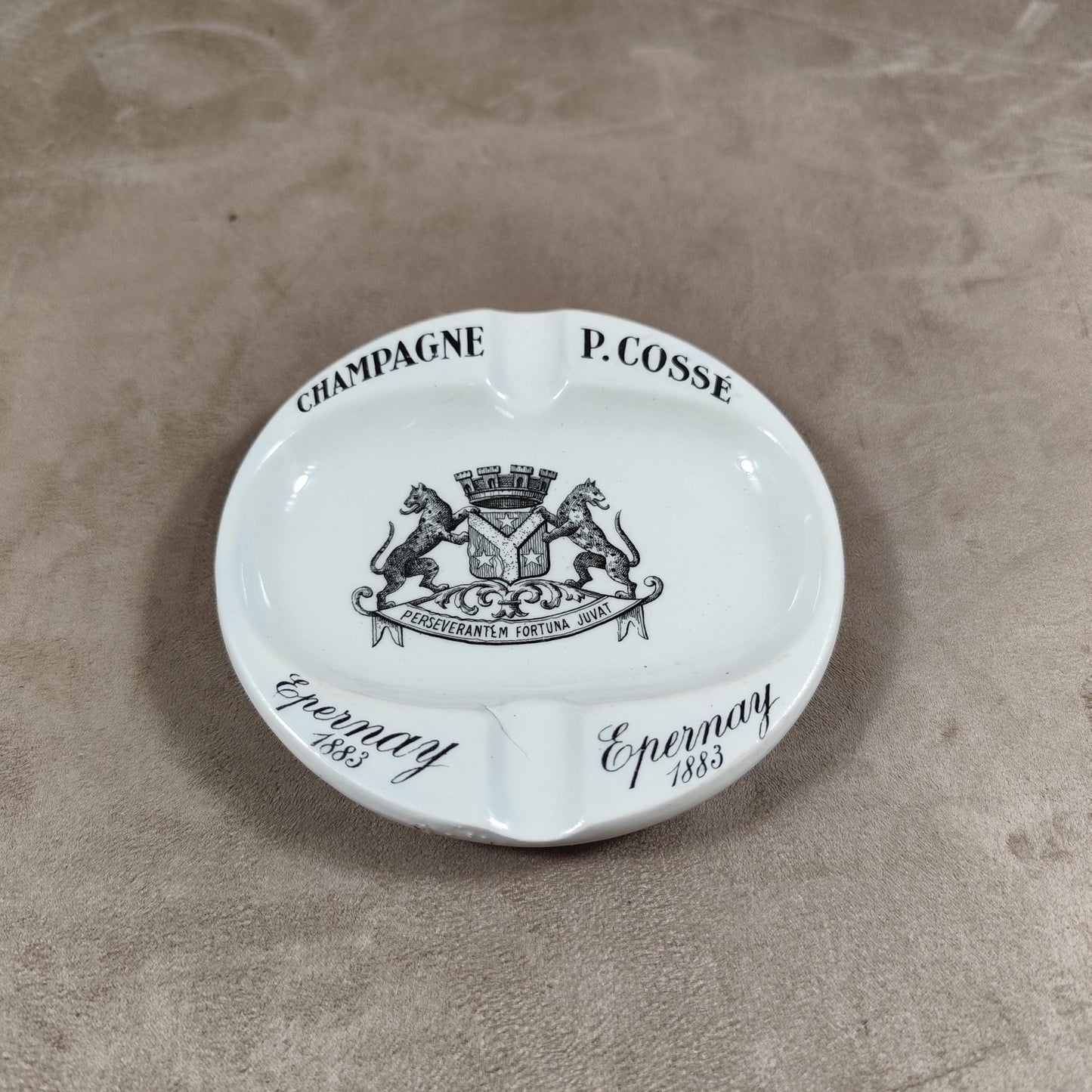 Cendrier Publicitaire Champagne P. Cossé en faience du Moulin Des Loups Made in France Vintage 1900