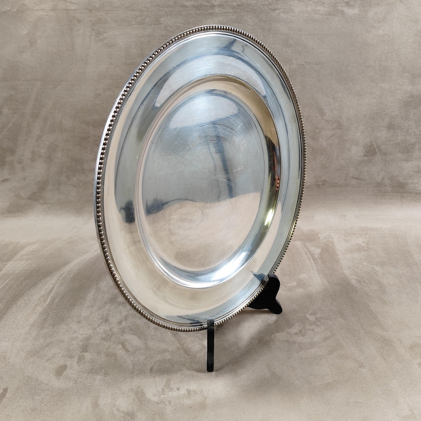 Plat en métal argenté ancien avec poinçon d'orfèvre Made in France Vintage 1900