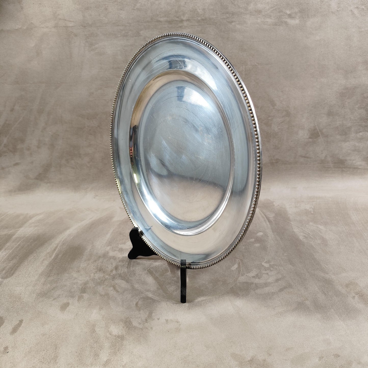 Plat en métal argenté ancien avec poinçon d'orfèvre Made in France Vintage 1900