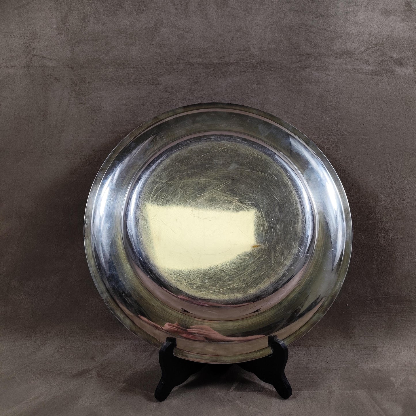 Plat en métal argenté ancien avec poinçon d'orfèvre Made in France Vintage 1900