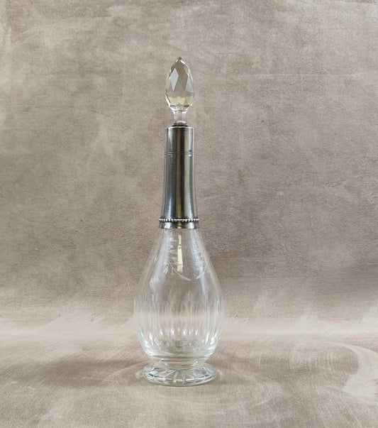 Carafe à liqueur en cristal et argent massif 925 Made in France Vintage 1900