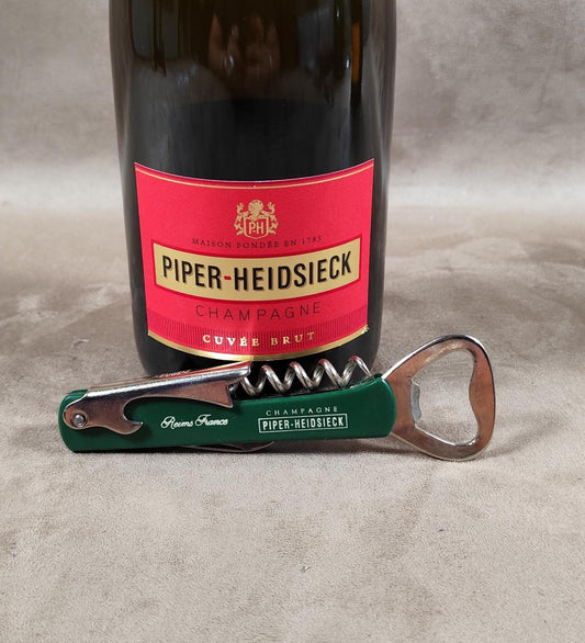 Décapsuleur, Tire-bouchon Champagne Piper-Heidsieck en plastique Made in France Vintage 1980
