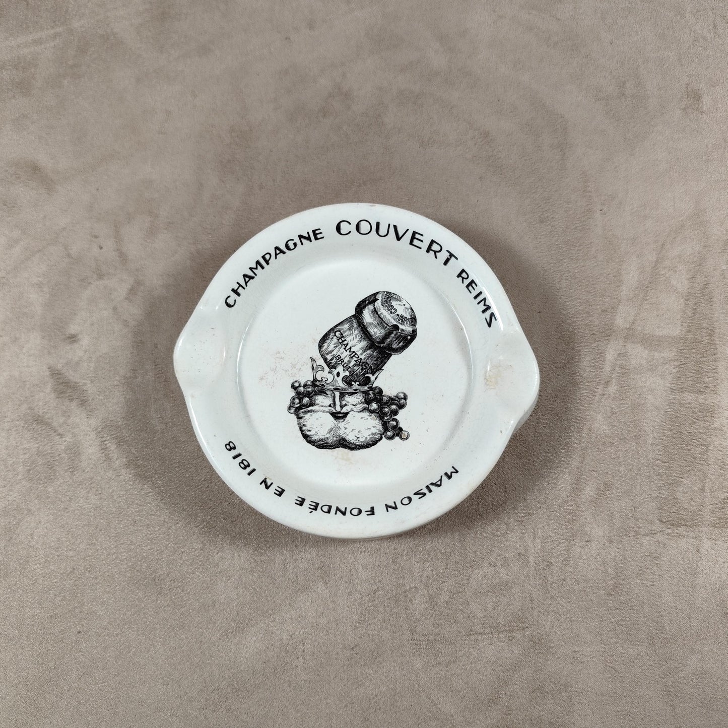 VERY RARE Cendrier de collection Champagne COUVERT, faience de Lunéville Keller et Guérin Made in France Vintage 1880