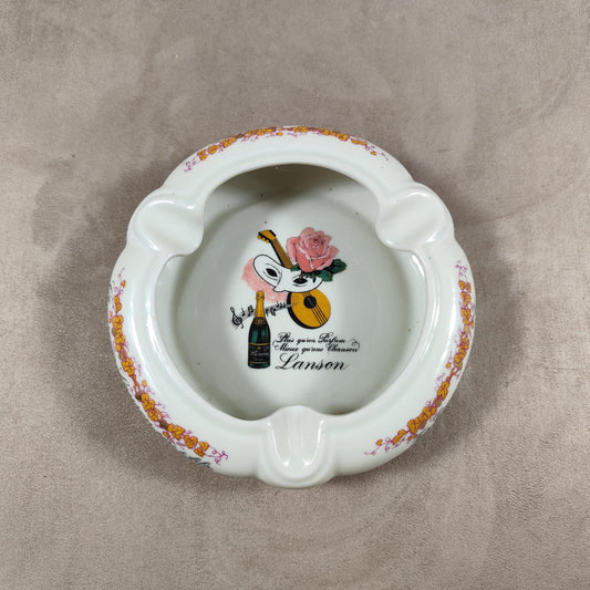Cendrier Publicitaire Champagne Lanson en faience par Bernardaud & Co Limoges Made in France Vintage 1950